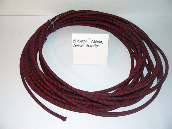 Kabel ke svíčkám - červený (bordo), černý proužek/H